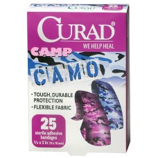 CURAD Camo Fabric Adhesive Bandages,Pink & Blue Camoflauge - BX (1 BX)
