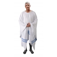 Olympus 55% Cotton/45% Polyester Flannel Blanket Ponchos,White with Blue Stripe