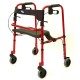 Rollator Red Adult Rollite with handbrakes, backrest, and flip-down seat.