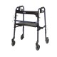 Rollator Blue Adult Rollite with handbrakes, backrest, and fold-down seat.