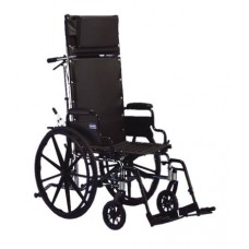 Wheelchair 18" x 17" Recliner Frame with Fixed Height Conventional Desk Length Arms, Reclining Back and Patient Operated Wheel Locks.