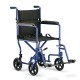 Wheelchair 17" Blue, Lightweight Transport, Full Length Arms, Footrest