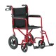 Wheelchair 19" Red Lightweight Aluminum Transport Chair with 12" Rear Wheels