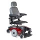 Wheelchair Candy Red Pearl M51 featuring a 16"W x 16"D Semi-Recline Van Seat with a Solid Base.