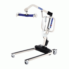 Battery powered full body patient lift with a 600 lb weight capacity and powered low base
