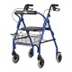 Rollator Blue Adult Four-Wheel Rollator comes with handbrakes, backrest, and basket