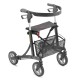 Rollator Four-wheel with hand brakes, curved backrest,x-brace, curb climber, mesh basket and tray